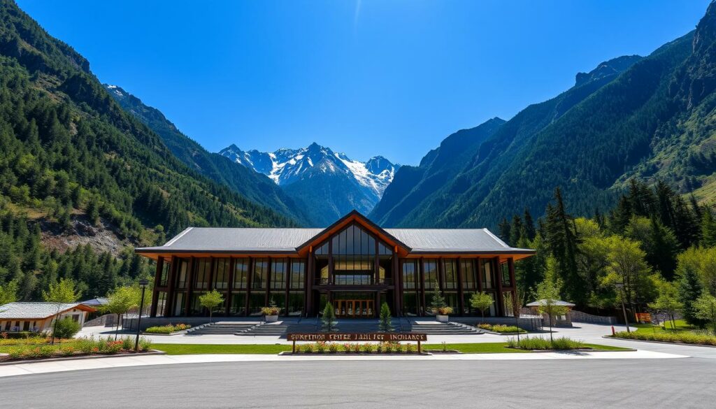 Besucherzentrum im Jiuzhaigou-Tal