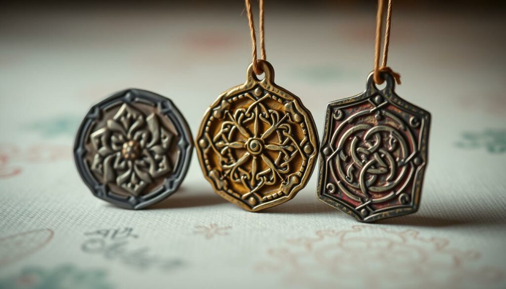 Buddhistische Symbole auf Talismanen