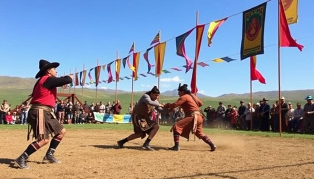 Mongolisches Ringen beim Naadam-Fest