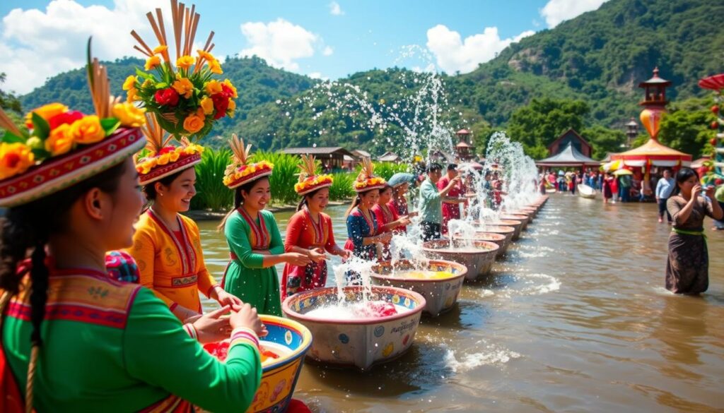 Traditionelle Bräuche beim Xishuangbanna-Wasserfest